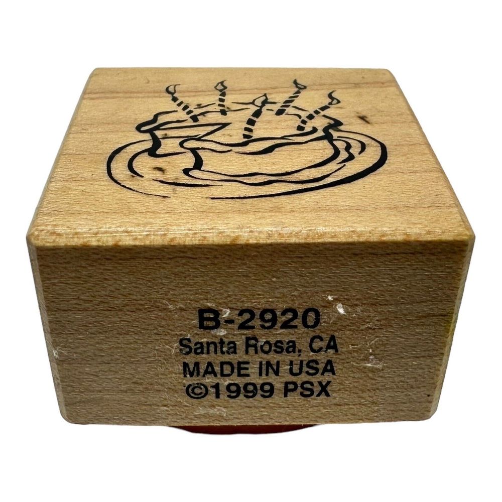 PSX Birthday‎ Party Cake Candles Frosting Plate Wood Mounted Rubber Stamp B-2920